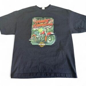 Harley Davidson black biker tee with American flag